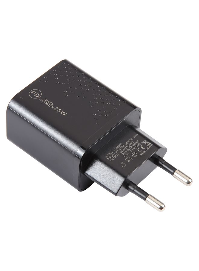 بيوينتي LZ-105PD 25W USB-C / Type-C Ports Dot Pattern Travel Charger, EU Plug(Black) - Image 3