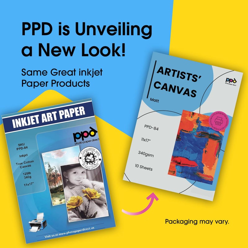 PPD Printable Fabric Sheets, Canvas Paper for Inkjet Printer, 11 x 17" Photo Fabric Printer Sheets, Print On 100% Real Cotton, Matte Finish, No Watermark, 340 gsm 125 lbs (10 Sheets) - Image 2