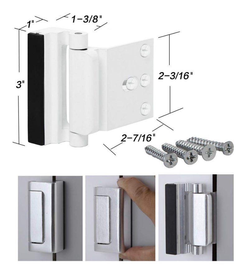 TOYFUL 2 Pack Door Reinforcement Locks with 8 Screws, Home Security Door Lock for Toddler, Childproof Door Lock Night Lock Withstand 800 Lbs White - Image 4