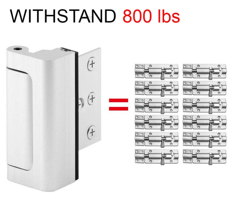 TOYFUL 2 Pack Door Reinforcement Locks with 8 Screws, Home Security Door Lock for Toddler, Childproof Door Lock Night Lock Withstand 800 Lbs White - Image 3
