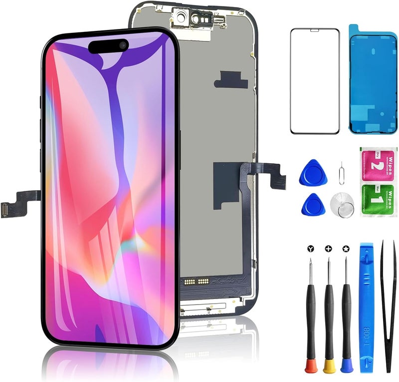 Diykitpl for iPhone 16 Pro Screen Replacement, 6.3 inch LCD Display 3D Touch Full HD Digitizer Frame Assembly, Compatible with A3083, A3292, A3293, A3294 Models, Repair Kit + Screen Tempered Protector - Image 1