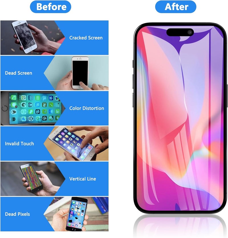 Diykitpl for iPhone 16 Pro Screen Replacement, 6.3 inch LCD Display 3D Touch Full HD Digitizer Frame Assembly, Compatible with A3083, A3292, A3293, A3294 Models, Repair Kit + Screen Tempered Protector - Image 3