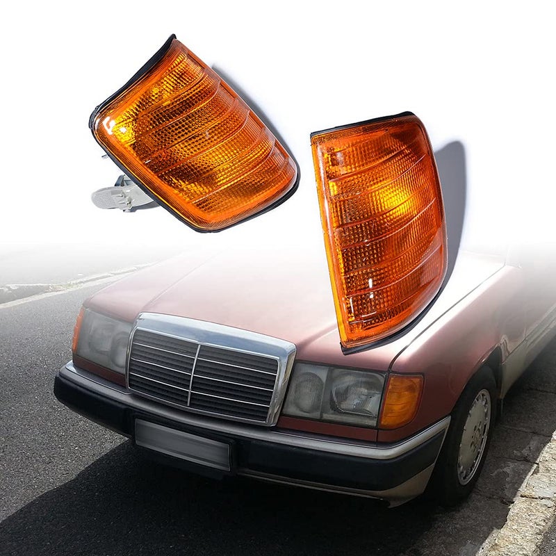 Anzios Left Right Amber Corner Light Turn Signal Cover Left Right Compatible with Mercedes EClass W124 19851995 Driver Passenger Side