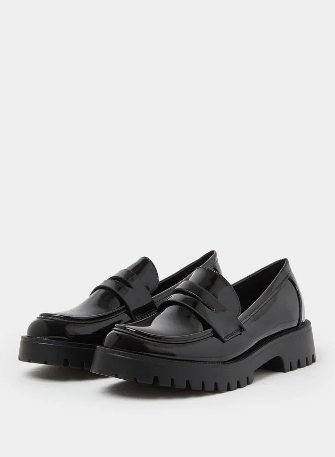 Styli Black Patent Chunky Loafers
