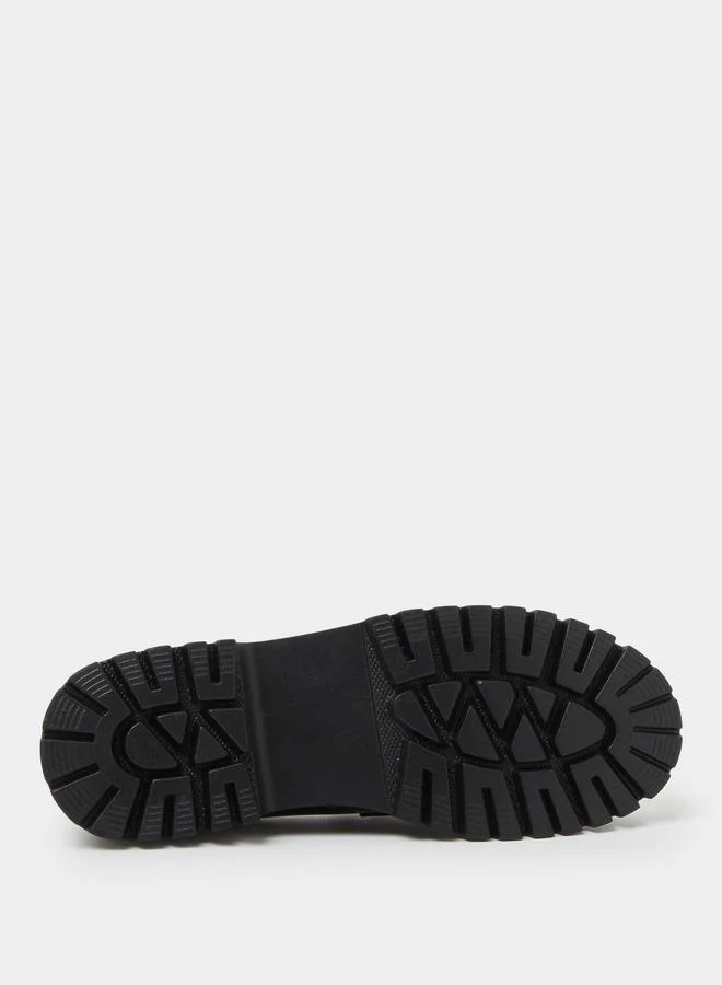 Styli  Black Patent Chunky Loafers for Women | Best Price UAE