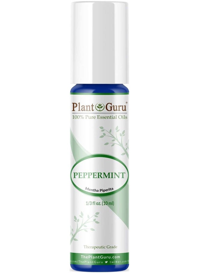 Plant Guru - Peppermint Essential Oil Roll On 10 ml 100% Pure Pre-Diluted Therapeutic Grade Aromatherapy, Extract of Mentha Piperita - Image 1