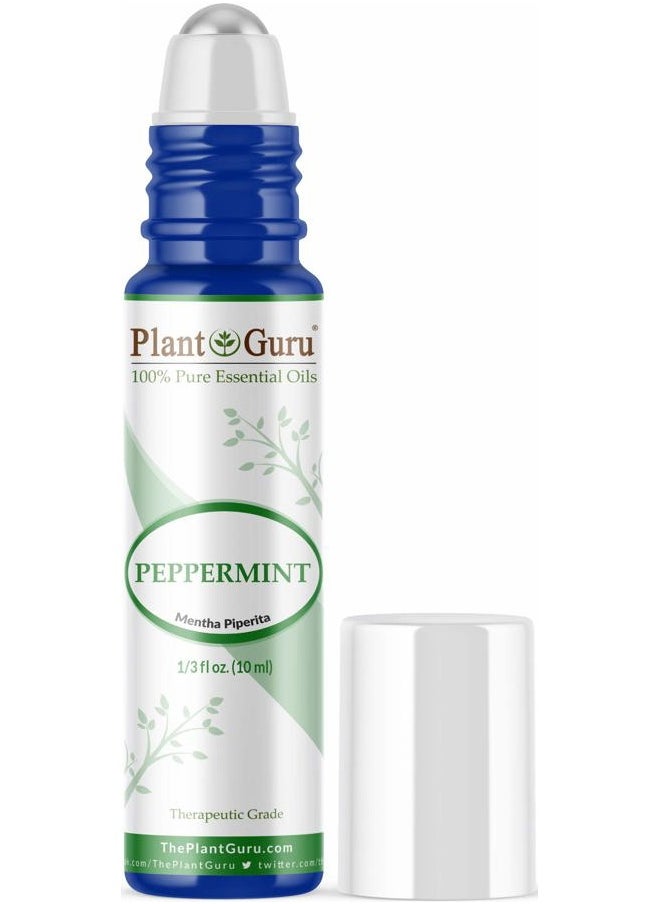 Plant Guru - Peppermint Essential Oil Roll On 10 ml 100% Pure Pre-Diluted Therapeutic Grade Aromatherapy, Extract of Mentha Piperita - Image 1