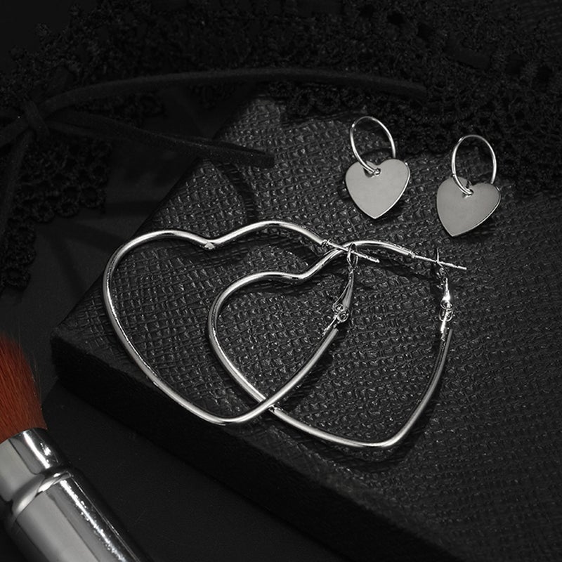 💍 زوجان من أقراط النساء بتصميم قلب عصري عتيق - Image 1