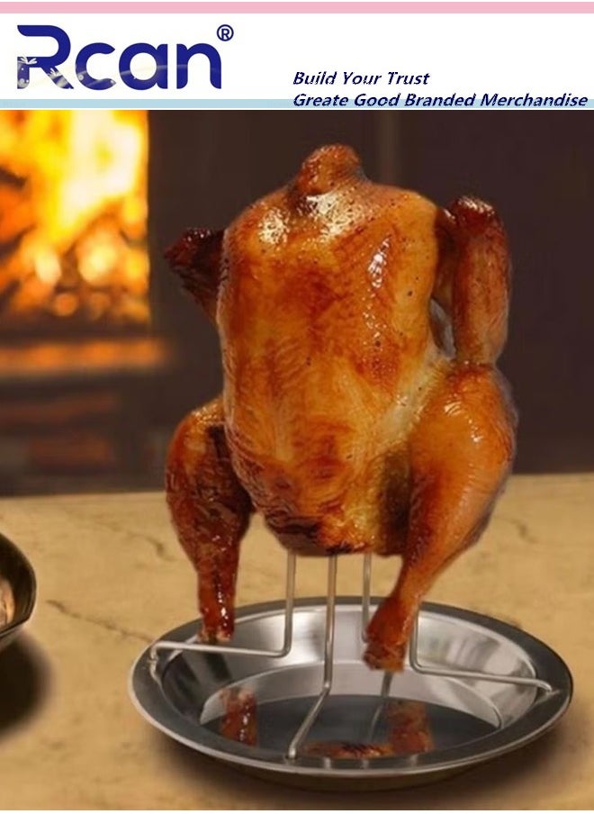 Rcan Outdoor Camping Thickened BBQ Grill Chicken Rack Carbon Steel Non Stick Roasting Chicken Pan  - Image 1