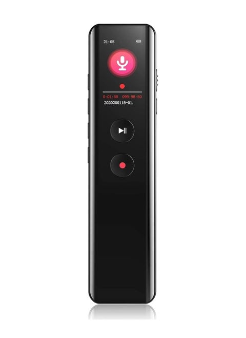 RP3 Digital Voice Recorder, Portable Audio Recorder with Noise Reduction, 30H Recording Time, MP3 Player Function, Dual Curved Glass Design