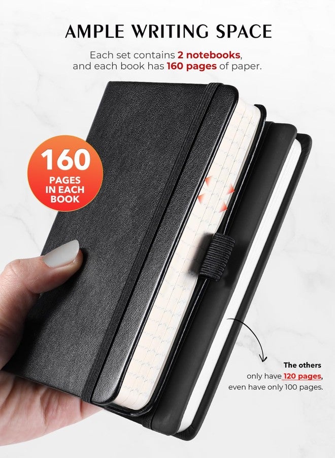 AISBUGUR Pocket Notebook, Small Notebook, 2-Pack Total 320 Pages,3.7" x 5.7" Pocket Notebook (2 Pack, Black1) - Image 2