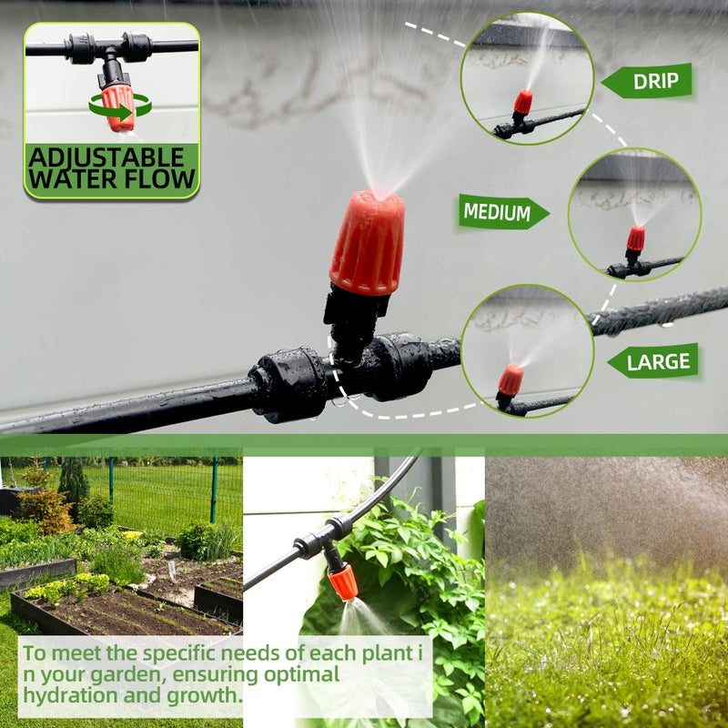 Spalolen 20PCS Push-to-Fit Drip Irrigation Micro Spray Emitters for 1/4 inch Irrigation Tubing, Three-Way Adjustable Atomizing Nozzle, Irrigation Dripper Sprinklers for Garden Greenhouse Agricultural - Image 5