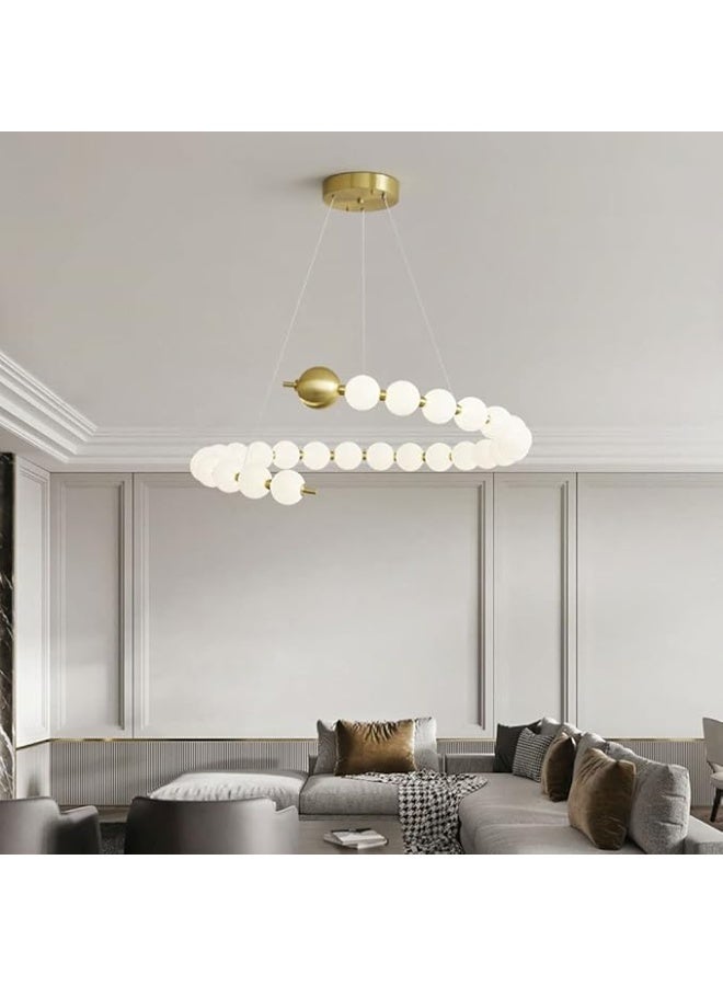 Prime Sole Modern Ring Linear Chandelier, Gold Multi Globe LED Pendant Light, Luxury Hanging Ceiling Fixture for Dining Room Kitchen Island Living Room Contemporary Lighting - Image 2