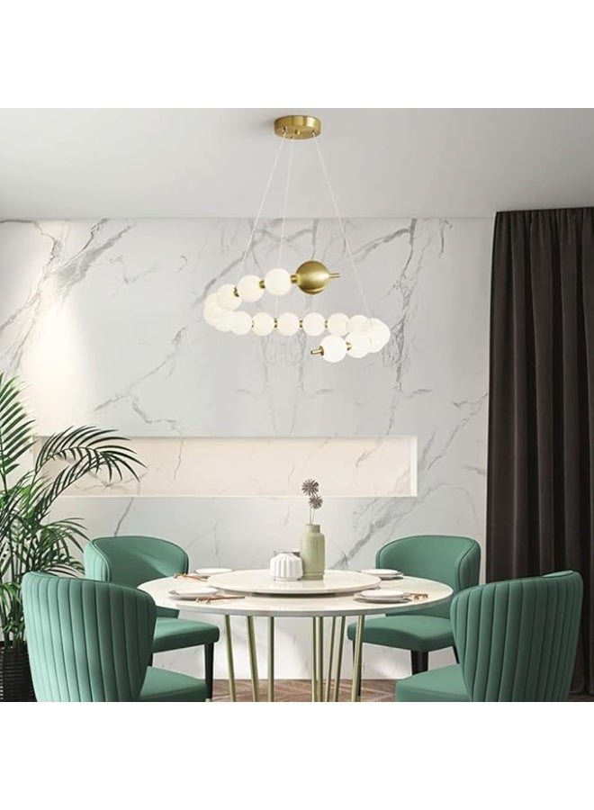 Prime Sole Modern Ring Linear Chandelier, Gold Multi Globe LED Pendant Light, Luxury Hanging Ceiling Fixture for Dining Room Kitchen Island Living Room Contemporary Lighting - Image 3