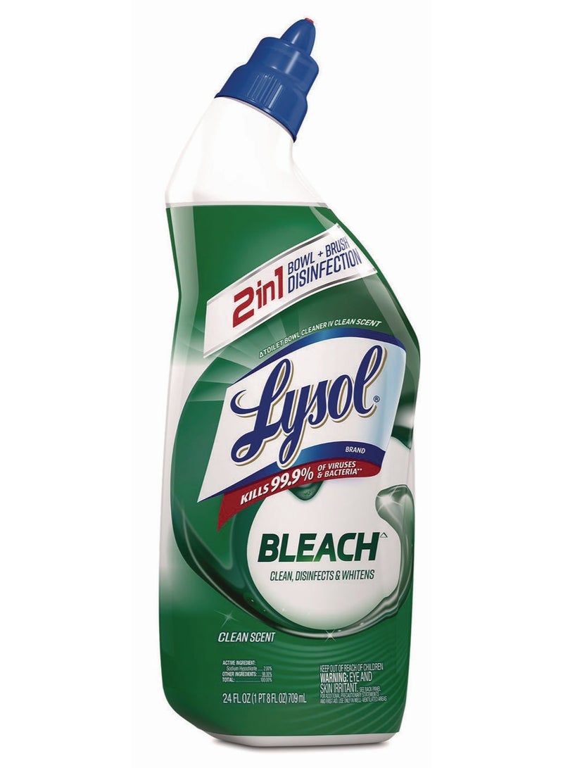 Lysol 2 In 1 Toilet Bowl Cleaner With Bleach 709 ML - Image 1