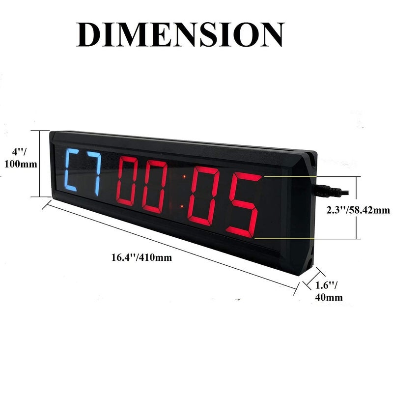 BTBSIGN Workout Timer Wall Interval Clock Count Down/Up Stopwatch with Remote (2.3inch Blue and Red) - Image 3