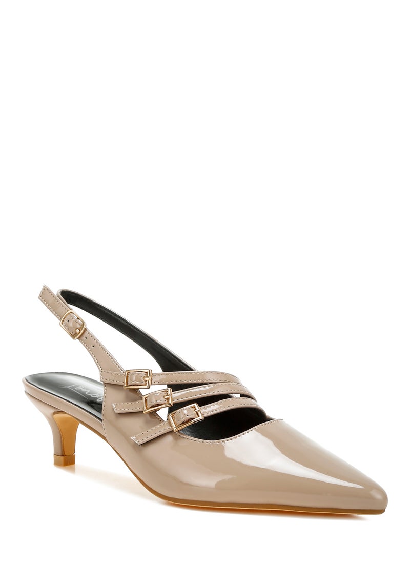 London Rag Triple Strap Slingback Sandals in Taupe  - Image 2