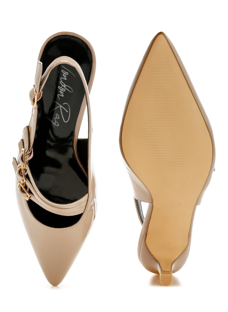 London Rag Triple Strap Slingback Sandals in Taupe  - Image 4