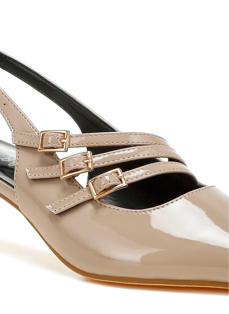 London Rag Triple Strap Slingback Sandals in Taupe  - Image 5