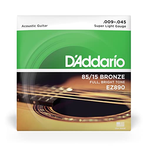D'Addario دي أداريو EZ890 85/15 أوتار جيتار أكوستيك برونزية_(.009-.045_نغمة مشرقة كاملة)_مصنوعة من الفولاذ المقاوم للصدأ - Image 2