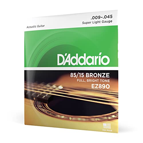 D'Addario دي أداريو EZ890 85/15 أوتار جيتار أكوستيك برونزية_(.009-.045_نغمة مشرقة كاملة)_مصنوعة من الفولاذ المقاوم للصدأ - Image 1