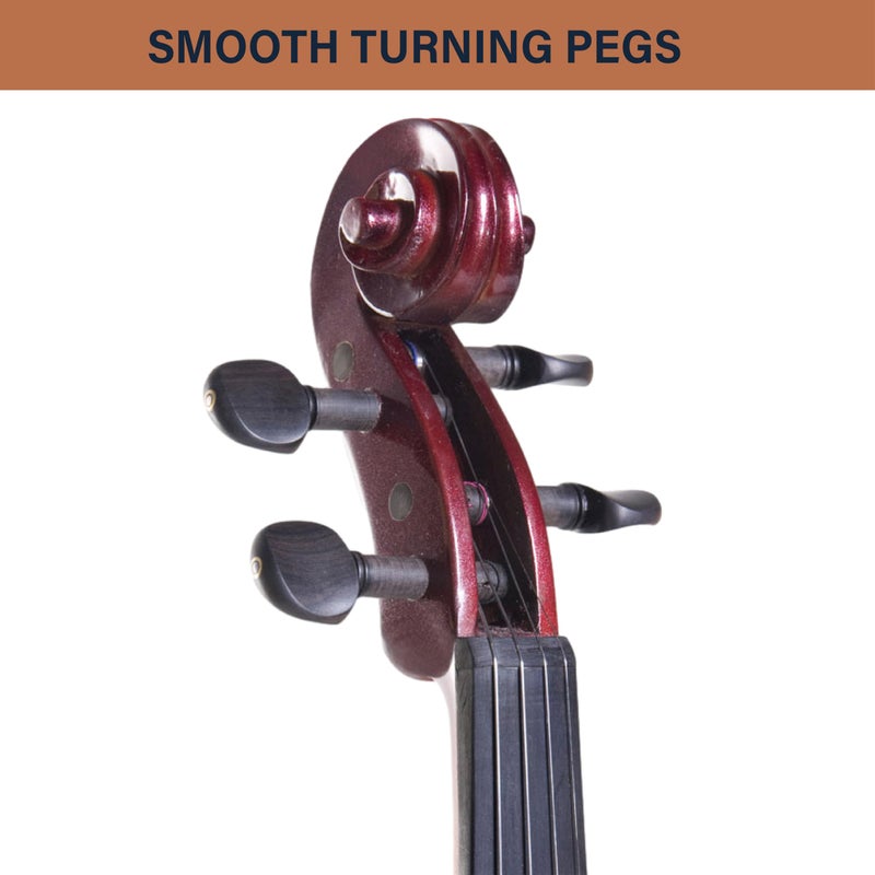 Cecilio Silent Electric Solid Wood Violin Kit with Ebony Fittings, Full Size 4/4 Electric Violin for Beginner and Professional Musicians, Black Metallic - Image 3