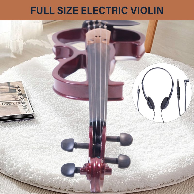 Cecilio Silent Electric Solid Wood Violin Kit with Ebony Fittings, Full Size 4/4 Electric Violin for Beginner and Professional Musicians, Black Metallic - Image 5