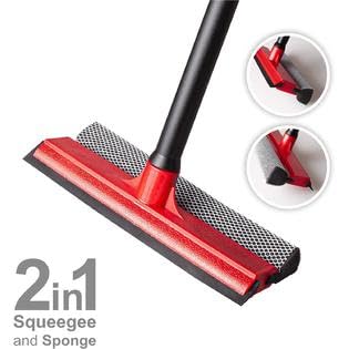 Mammoth 2-in-1 Window Cleaner Sponge and Soft Rubber Strip with Telescopic Extension Pole Drainer Wiper, Squeegee, Glass Wiper High Place Snow Brush Double-Sided Glass Cleaning [25 x100cm] (Dark Pink) - Image 3