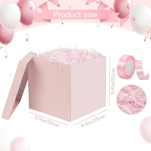 Jaywayang 10 Large Gift Box with Lid and Ribbon Pink Gift Box with Paper Filler for Birthday Wedding Mothers Day Anniversarry Presents Wrapping - Image 3