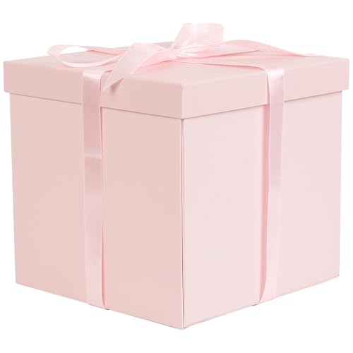 Jaywayang 10 Large Gift Box with Lid and Ribbon Pink Gift Box with Paper Filler for Birthday Wedding Mothers Day Anniversarry Presents Wrapping - Image 1