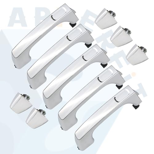 APPERFiT Exterior Door Handle w/End Cap 15794315 15932907 Chrome for Front & Rear Door, Left Driver & Right Passenger Side Compatible with Hummer H3 H3T 2006 2007 2008 2009 2010 Door Parts - Image 3