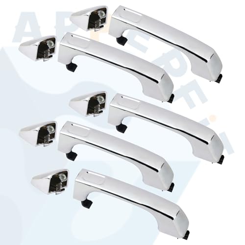 APPERFiT Exterior Door Handle w/End Cap 15794315 15932907 Chrome for Front & Rear Door, Left Driver & Right Passenger Side Compatible with Hummer H3 H3T 2006 2007 2008 2009 2010 Door Parts - Image 2