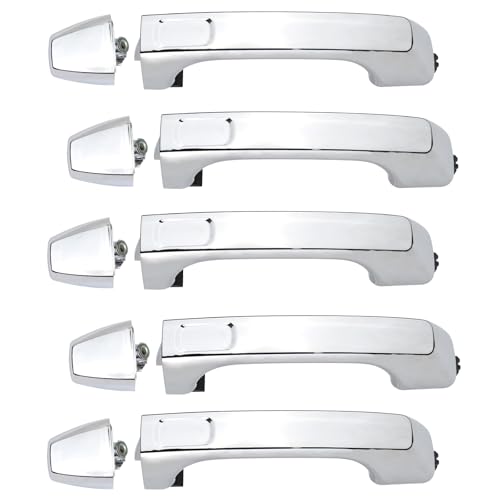APPERFiT Exterior Door Handle w/End Cap 15794315 15932907 Chrome for Front & Rear Door, Left Driver & Right Passenger Side Compatible with Hummer H3 H3T 2006 2007 2008 2009 2010 Door Parts - Image 1