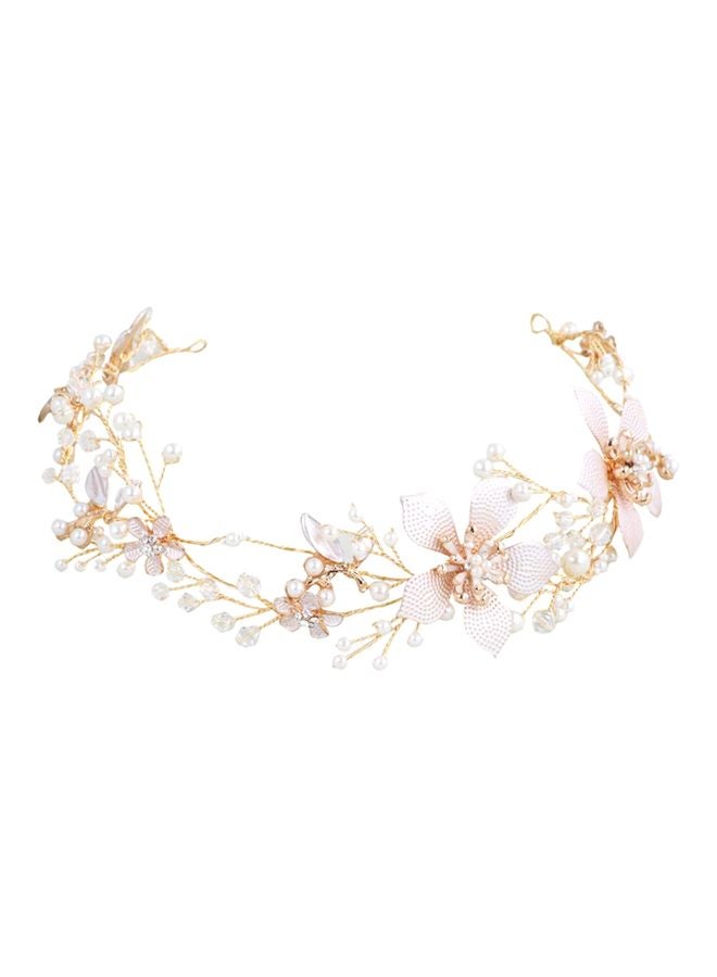 Loquat Wedding Bridal Headband White/Gold/Clear