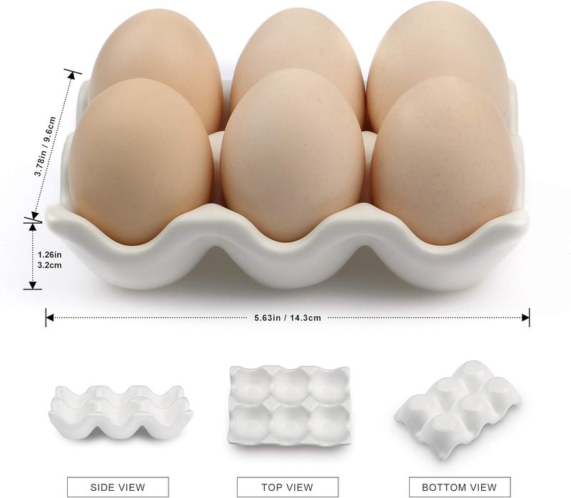 AbbyCindy 6 Cups Egg Tray Serveware, Eggs Dispenser, Egg Holder Set Kitchen Restaurant Fridge Storage Decorative Accessory (White,2 pack) - Image 2