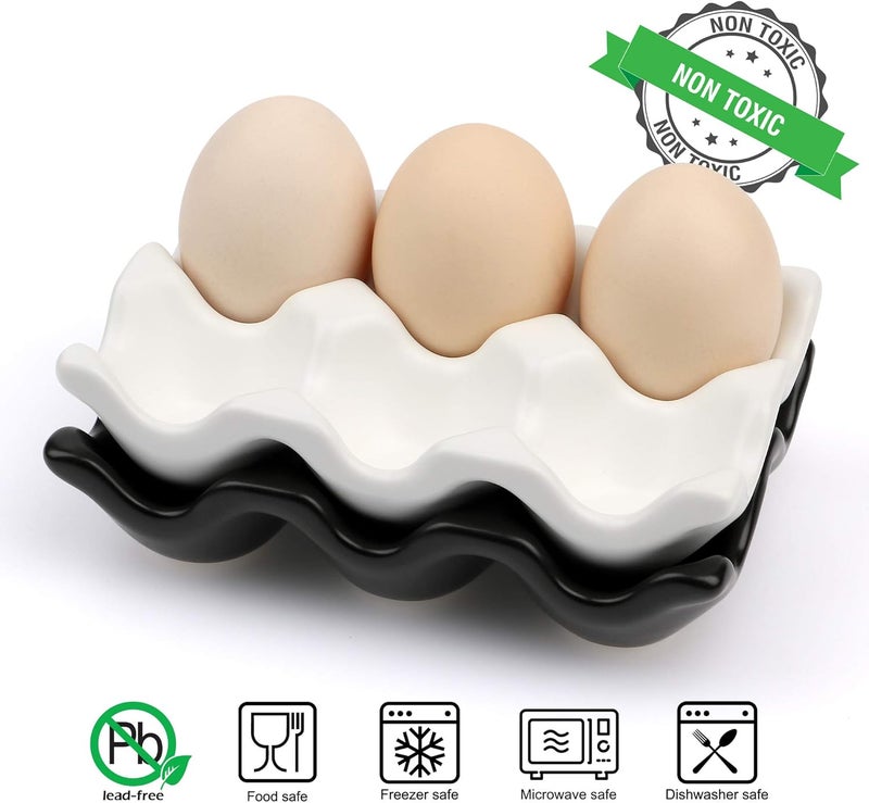 AbbyCindy 6 Cups Egg Tray Serveware, Eggs Dispenser, Egg Holder Set Kitchen Restaurant Fridge Storage Decorative Accessory (White,2 pack) - Image 3