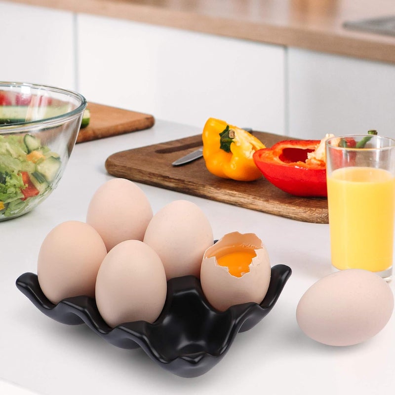 AbbyCindy 6 Cups Egg Tray Serveware, Eggs Dispenser, Egg Holder Set Kitchen Restaurant Fridge Storage Decorative Accessory (White,2 pack) - Image 5