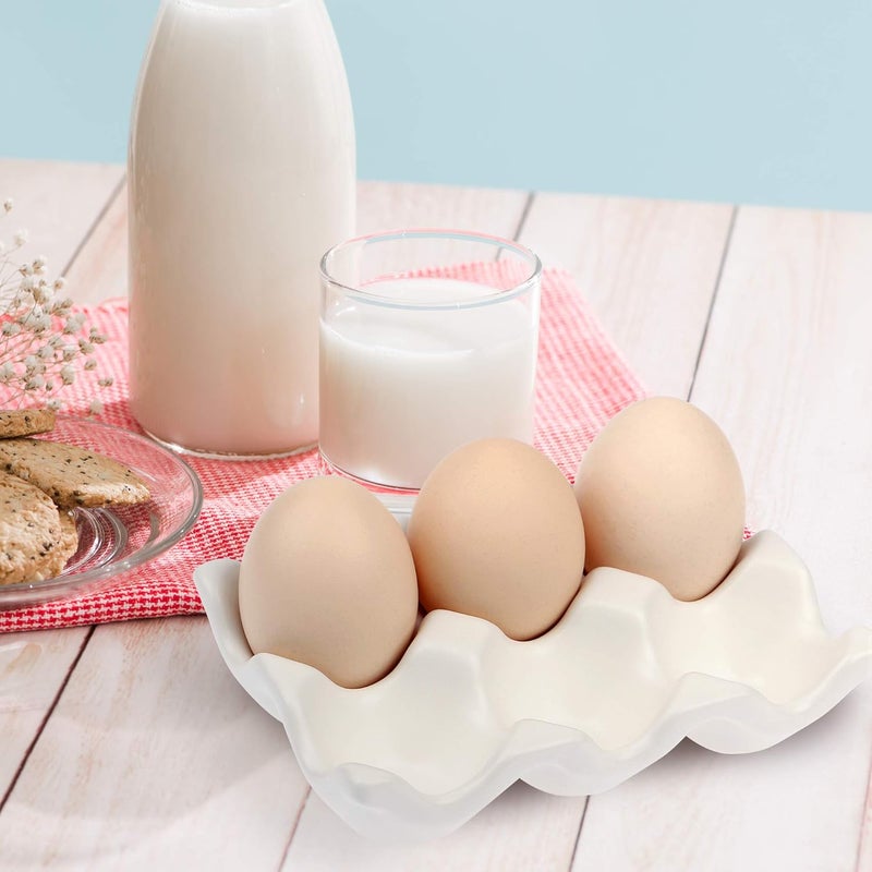 AbbyCindy 6 Cups Egg Tray Serveware, Eggs Dispenser, Egg Holder Set Kitchen Restaurant Fridge Storage Decorative Accessory (White,2 pack) - Image 4