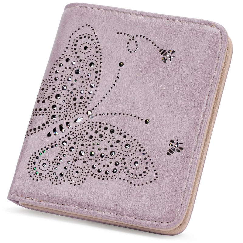 KITEVIUN Small RFID Wallet Women Ultra Thin Slim Womens Wallet Mini Compact Bifold Pocket Ladies Wallets for Women Purple - Image 1