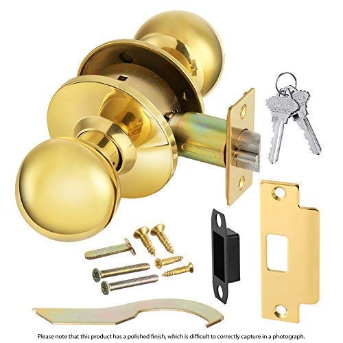 Lawrence Door Knob Cylindrical Lock Storeroom Function Key unlocks Exterior Polished Brass Finish LH5307OB US3 UL Certified ANSIBHMA Grade 2 Commercial Door Knob for Heavy Duty Use Embassy Series - Image 1