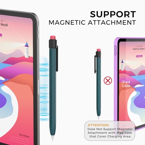 TRONWIN Apple Pencil Pro Case for Apple Pencil 2nd Generation Sleeve Silicone Cover Perfect Grip Skin Classic Design with Sturdy Clip Compatible with Apple Pencil 2 for ipad pro (Deep Green) - Image 3