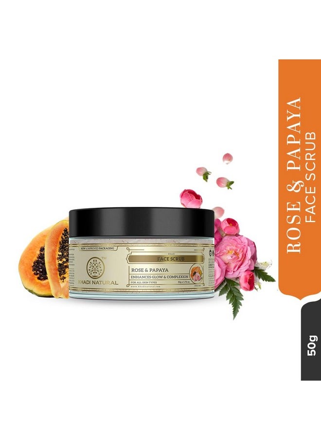 Khadi Natural - Rose & Papaya Face Scrub | Ayurvedic Scrub For Face | Moisturizing Face Scrub | Face Scrub For Removing Blackheads | Free From Harsh Chemicals | Suitable For All Skin Types - Image 1