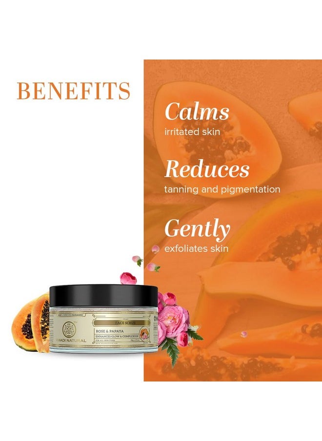 Khadi Natural - Rose & Papaya Face Scrub | Ayurvedic Scrub For Face | Moisturizing Face Scrub | Face Scrub For Removing Blackheads | Free From Harsh Chemicals | Suitable For All Skin Types - Image 1