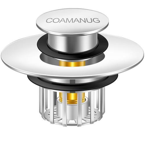 COAMANUG Bathtub Stopper | Shower Drain Hair Catcher, Pop-up Tub Stopper with Strainer | Pop-up Bathtub Drain Plug | Drai Protector for 1-1/2 to 1-3/4" Bath Drain Hole- Pearl Chrome - Image 1