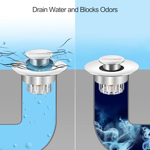 COAMANUG Bathtub Stopper | Shower Drain Hair Catcher, Pop-up Tub Stopper with Strainer | Pop-up Bathtub Drain Plug | Drai Protector for 1-1/2 to 1-3/4" Bath Drain Hole- Pearl Chrome - Image 3