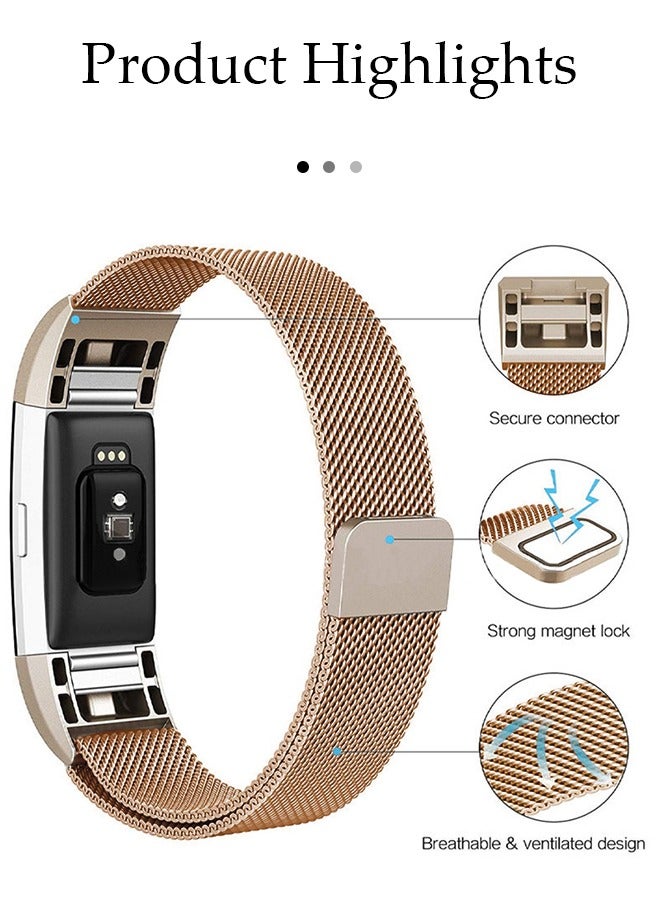 Compatible with Fitbit Charge 4 Bands for Women Men, Metal Mesh Milanese Loop Adjustable Strap Replacement for Fitbit Charge 4/ Charge 3/ Charge 3 SE Advanced Fitness  Health Trackers (Rose Gold) - Image 4