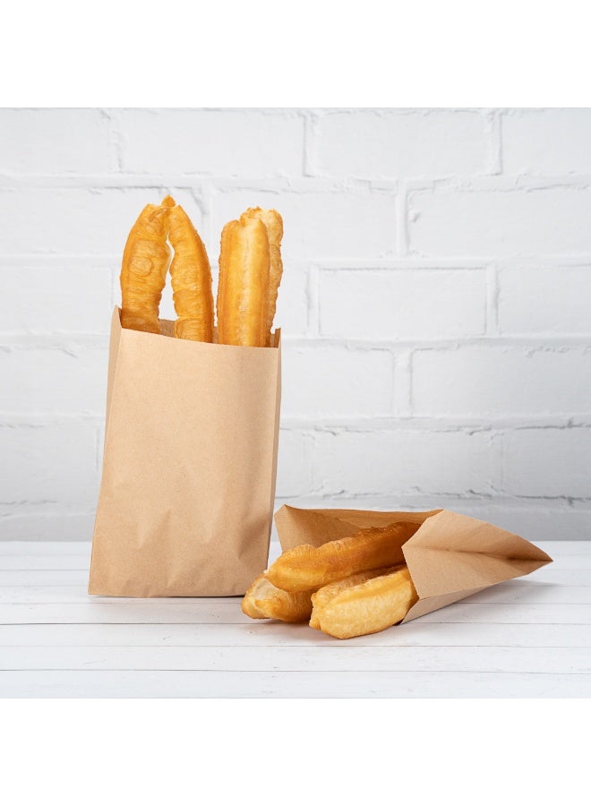 Restaurantware Bag Tek 4.9 x 3 x 8.7 Inch Paper Bags For Snacks, 100 Disposable French Fry Bags - Greaseproof, For Popcorn, Cookies, Fries, And More, Brown Kraft Snack Bags,  - Image 3