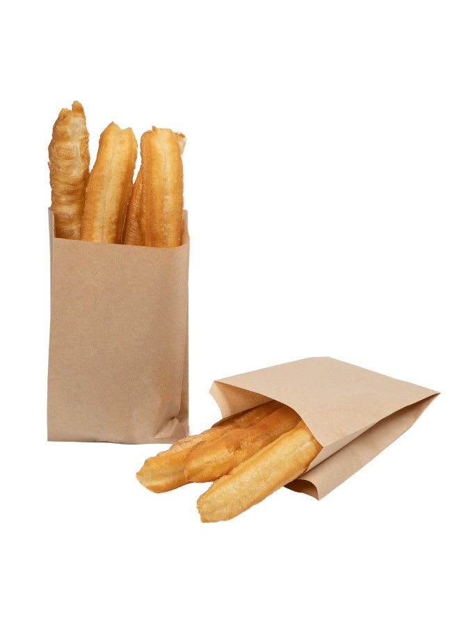 Restaurantware Bag Tek 4.9 x 3 x 8.7 Inch Paper Bags For Snacks, 100 Disposable French Fry Bags - Greaseproof, For Popcorn, Cookies, Fries, And More, Brown Kraft Snack Bags,  - Image 2