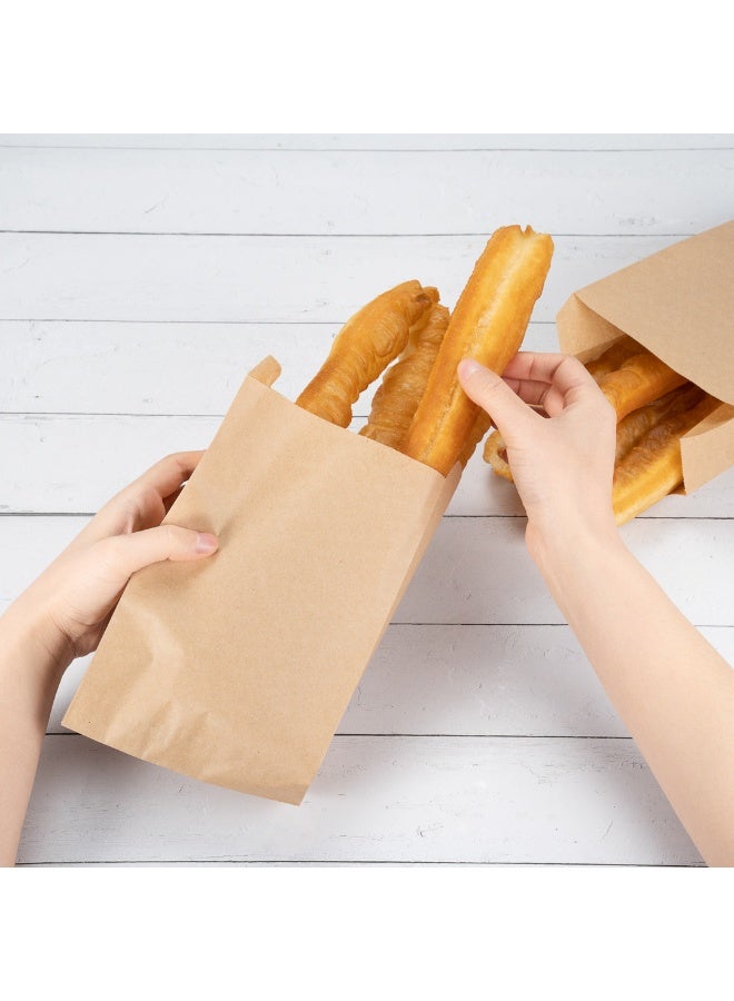 Restaurantware Bag Tek 4.9 x 3 x 8.7 Inch Paper Bags For Snacks, 100 Disposable French Fry Bags - Greaseproof, For Popcorn, Cookies, Fries, And More, Brown Kraft Snack Bags,  - Image 4