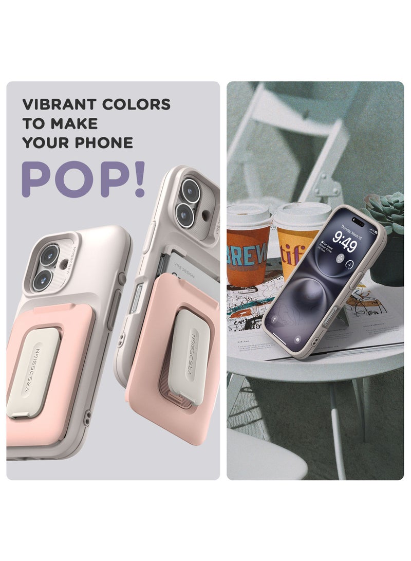 VRS Design D-Wallet Orb iPhone 16 PLUS Case Cover Wallet [3 Card] Credit Holder Slot [Semi Automatic] Built-in [Kickstand] - Marine Green - Image 5